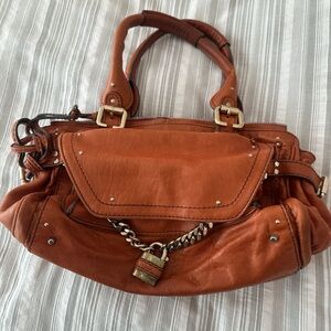 Chloe, Vintage 2007 Paddington Leather Handbag Padlock, Rare Orange Color